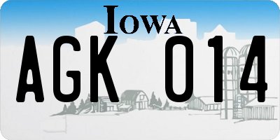 IA license plate AGK014