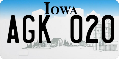 IA license plate AGK020