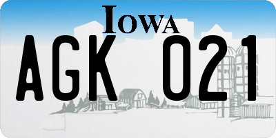 IA license plate AGK021