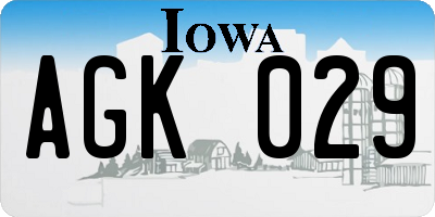 IA license plate AGK029