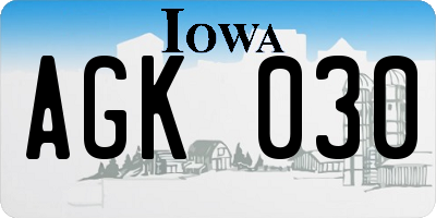 IA license plate AGK030