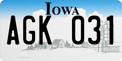 IA license plate AGK031
