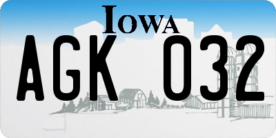 IA license plate AGK032