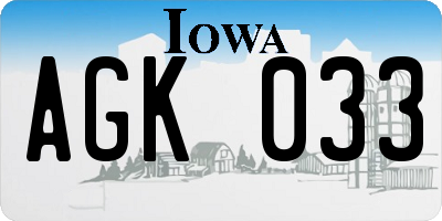 IA license plate AGK033