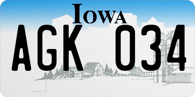 IA license plate AGK034