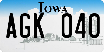 IA license plate AGK040