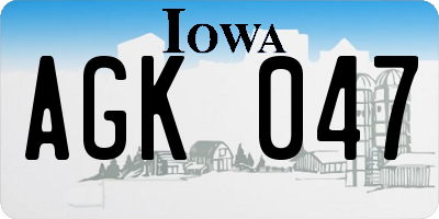 IA license plate AGK047