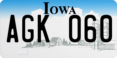 IA license plate AGK060