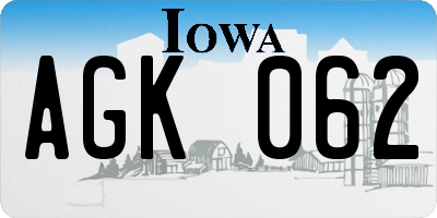 IA license plate AGK062