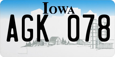 IA license plate AGK078