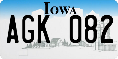 IA license plate AGK082