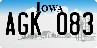 IA license plate AGK083