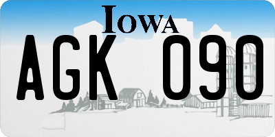 IA license plate AGK090