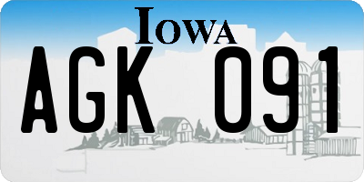 IA license plate AGK091