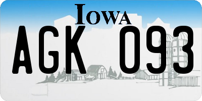 IA license plate AGK093