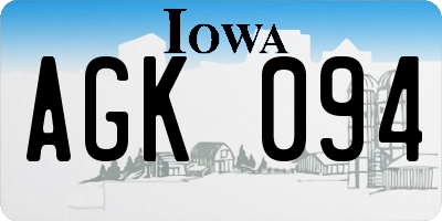 IA license plate AGK094
