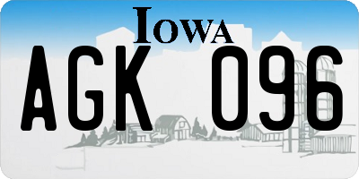 IA license plate AGK096