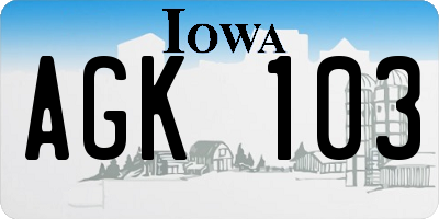 IA license plate AGK103