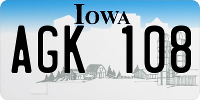 IA license plate AGK108