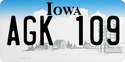 IA license plate AGK109