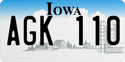IA license plate AGK110