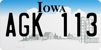 IA license plate AGK113