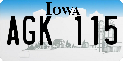 IA license plate AGK115