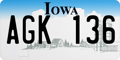 IA license plate AGK136