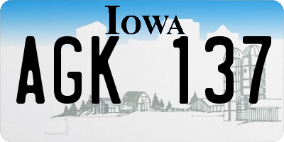 IA license plate AGK137