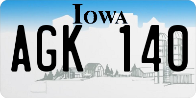 IA license plate AGK140