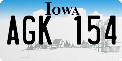 IA license plate AGK154