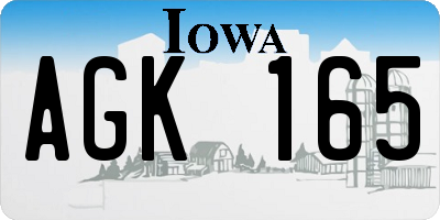 IA license plate AGK165