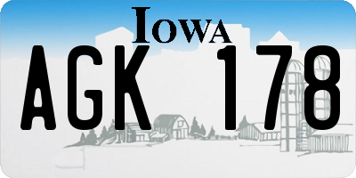 IA license plate AGK178