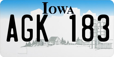 IA license plate AGK183