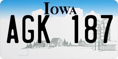 IA license plate AGK187