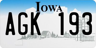 IA license plate AGK193