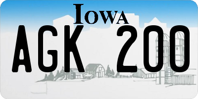 IA license plate AGK200