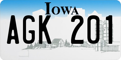 IA license plate AGK201