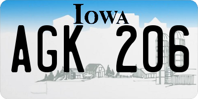 IA license plate AGK206