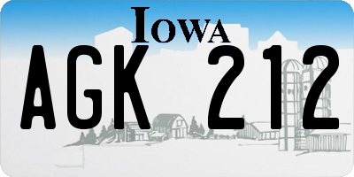 IA license plate AGK212