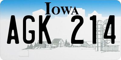 IA license plate AGK214