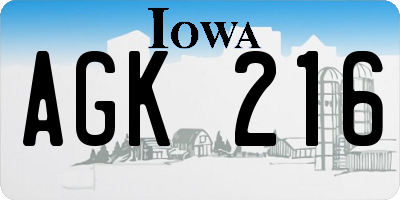 IA license plate AGK216