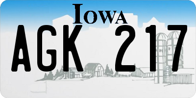 IA license plate AGK217