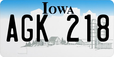 IA license plate AGK218