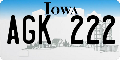 IA license plate AGK222