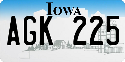 IA license plate AGK225