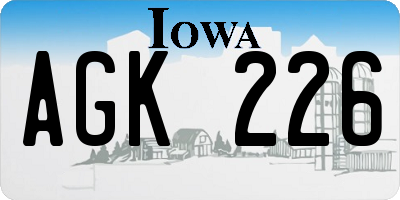 IA license plate AGK226