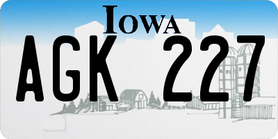 IA license plate AGK227