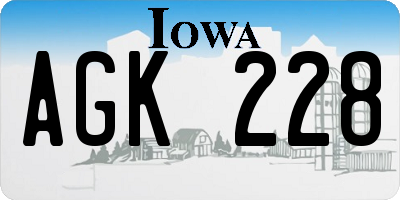 IA license plate AGK228