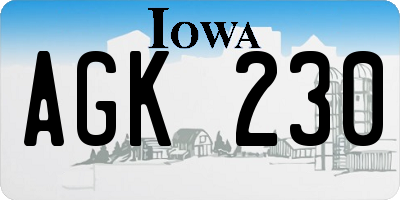IA license plate AGK230